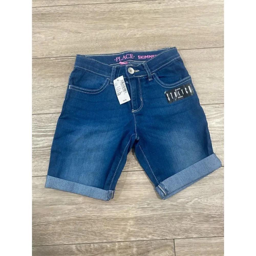 The Children's Place Girls SKIMMER Super Stretch Bermuda Shorts Blue Denim
